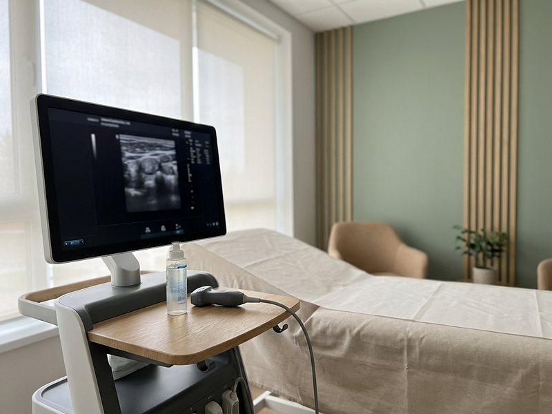 Aparat USG przygotowany do badania tarczycy
